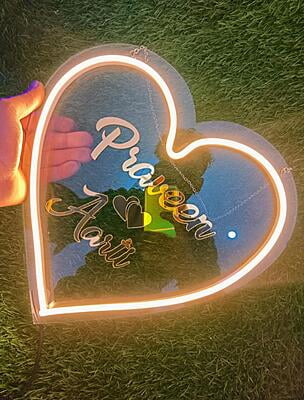 Beautiful LED light Heart shape name glass frame - Spotlight Gifts