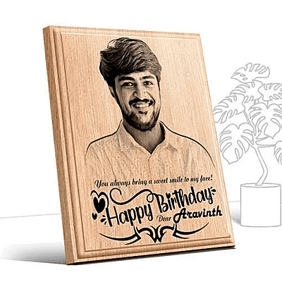 Personalized Birthday Gifts (4 x 5 in) | Photo on Wood | Wooden Engraving Photo Frame - Spotlight Gifts